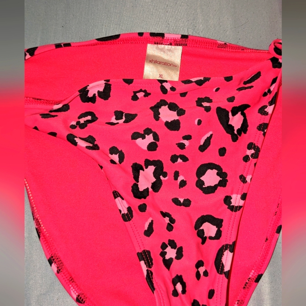 Xl hot pink leopard print bikini bottom xhilaration